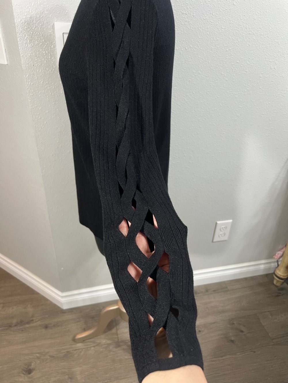 Love Token Black Knit Top with Logo Tag